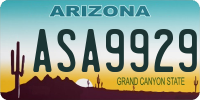 AZ license plate ASA9929
