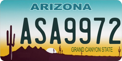 AZ license plate ASA9972