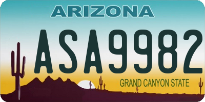 AZ license plate ASA9982