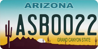AZ license plate ASB0022