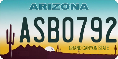 AZ license plate ASB0792