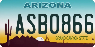 AZ license plate ASB0866