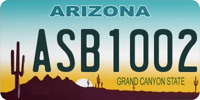 AZ license plate ASB1002