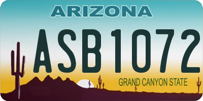 AZ license plate ASB1072