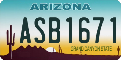 AZ license plate ASB1671