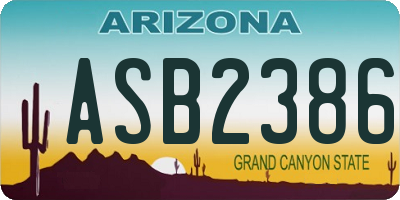 AZ license plate ASB2386