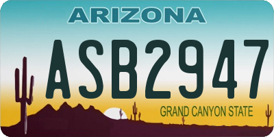 AZ license plate ASB2947