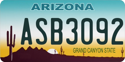 AZ license plate ASB3092