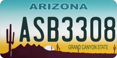 AZ license plate ASB3308