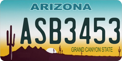 AZ license plate ASB3453