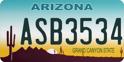 AZ license plate ASB3534