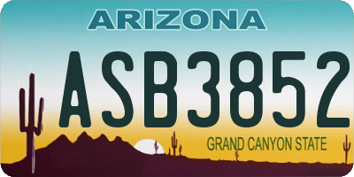 AZ license plate ASB3852