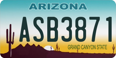 AZ license plate ASB3871
