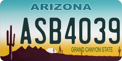 AZ license plate ASB4039