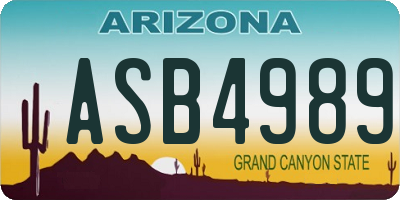 AZ license plate ASB4989
