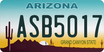 AZ license plate ASB5017