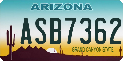 AZ license plate ASB7362