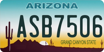 AZ license plate ASB7506