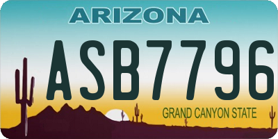 AZ license plate ASB7796