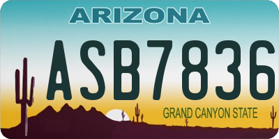 AZ license plate ASB7836