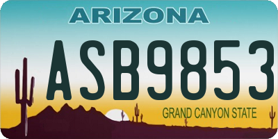 AZ license plate ASB9853