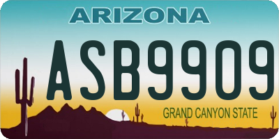 AZ license plate ASB9909