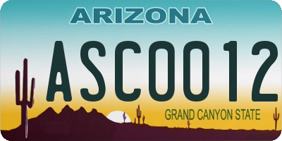 AZ license plate ASC0012