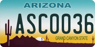 AZ license plate ASC0036