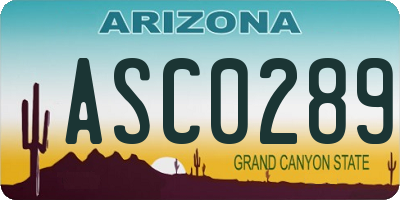 AZ license plate ASC0289
