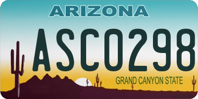 AZ license plate ASC0298