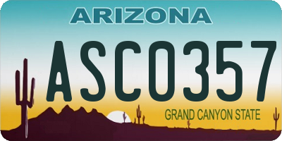 AZ license plate ASC0357