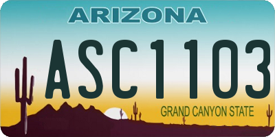 AZ license plate ASC1103