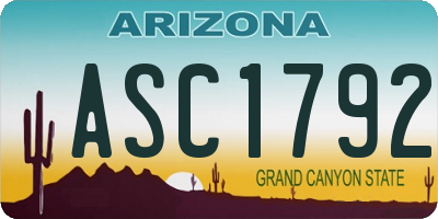 AZ license plate ASC1792