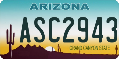 AZ license plate ASC2943