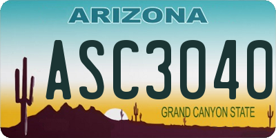 AZ license plate ASC3040