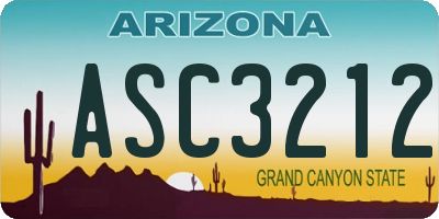 AZ license plate ASC3212