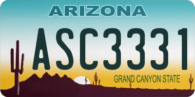 AZ license plate ASC3331