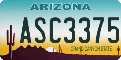 AZ license plate ASC3375