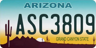 AZ license plate ASC3809