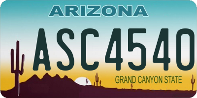 AZ license plate ASC4540