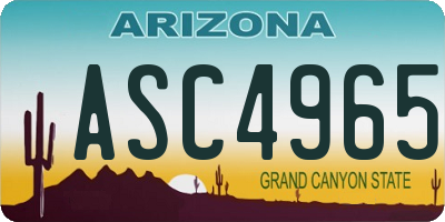 AZ license plate ASC4965