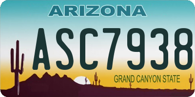 AZ license plate ASC7938