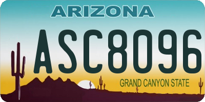 AZ license plate ASC8096