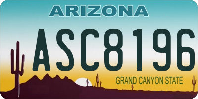 AZ license plate ASC8196