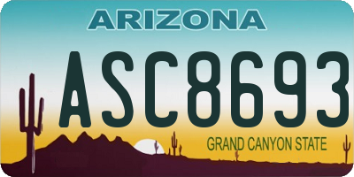 AZ license plate ASC8693