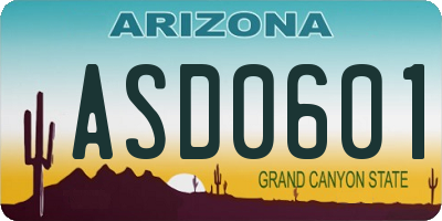 AZ license plate ASD0601