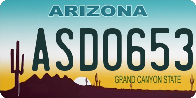 AZ license plate ASD0653