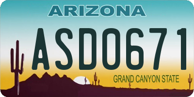 AZ license plate ASD0671