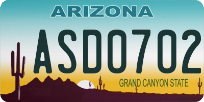 AZ license plate ASD0702
