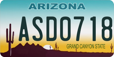 AZ license plate ASD0718